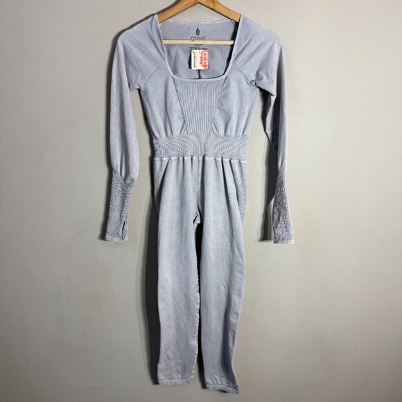 FP Movement Free People Good Karma Long Sleeve Jumpsuit Women's M/L Ice Gray NWT - Picture 6 of 16